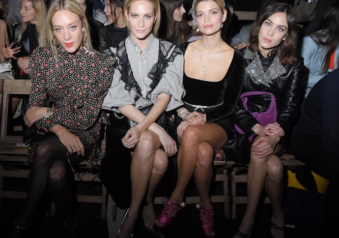 fashion autumn winter collection paris person human clothing apparel sitting audience crowd