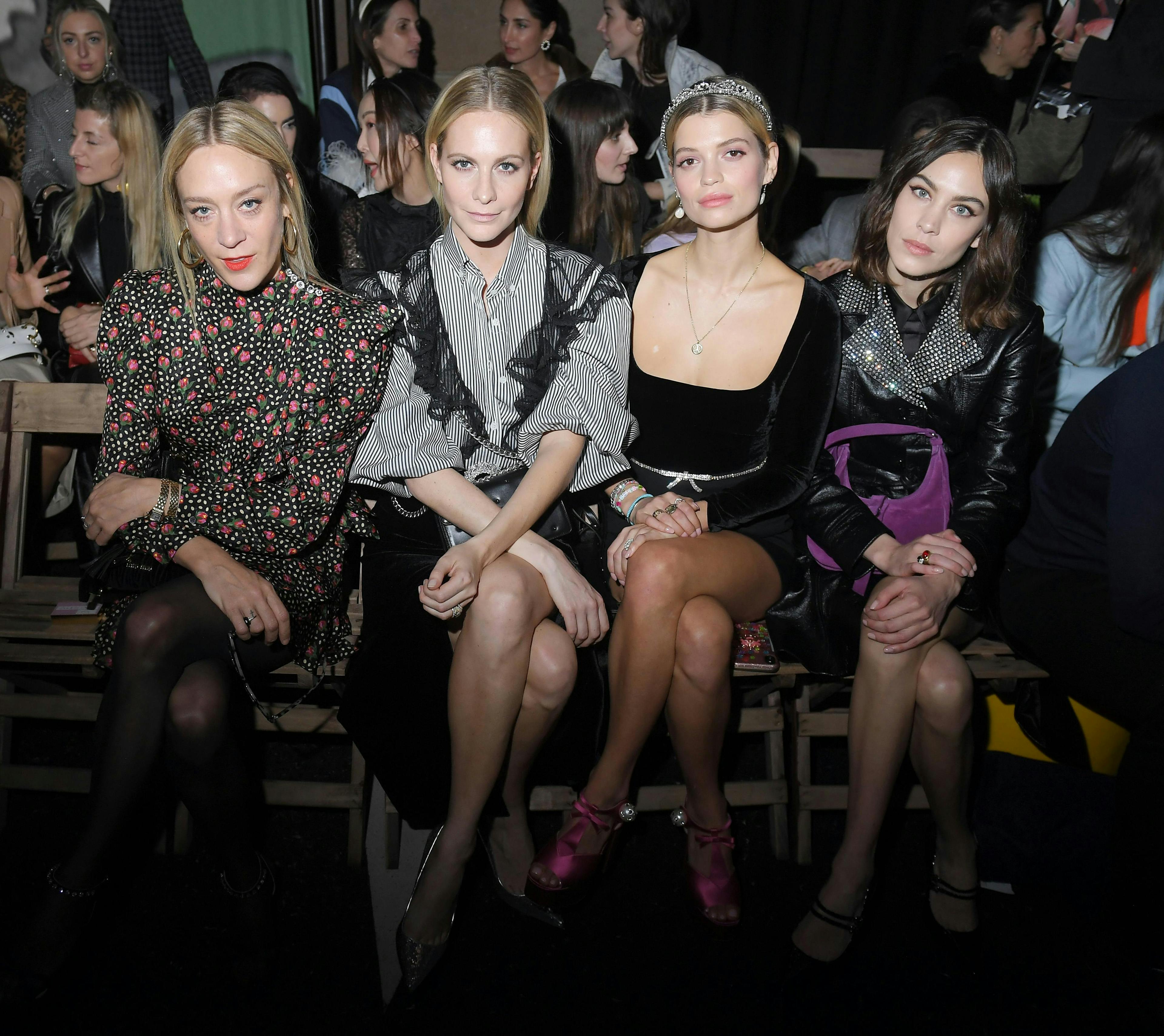 fashion autumn winter collection paris person human clothing apparel sitting audience crowd
