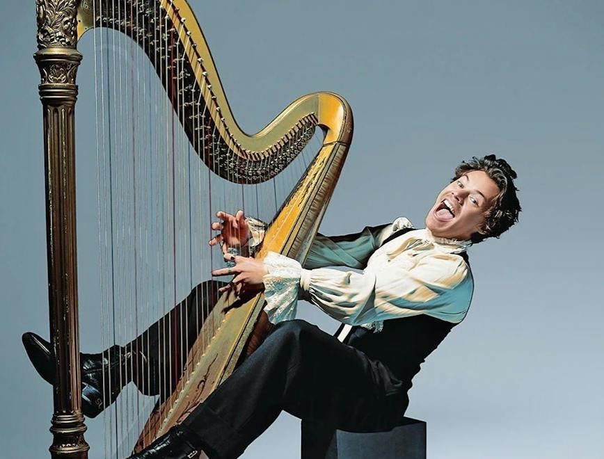 person human musical instrument harp